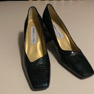 Bellini Marta Black Croc-Embossed Heels NWOT